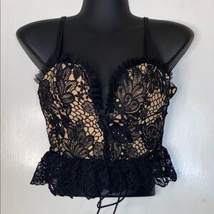 Sexy Black Lace Bustier Top S
